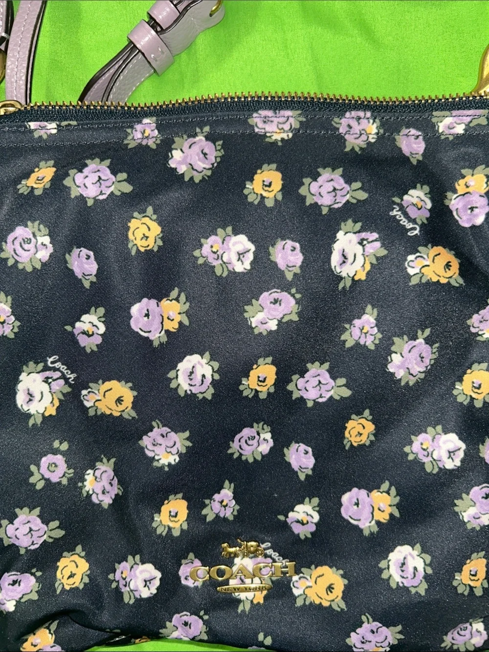 Coach Floral Crossbody Bag in Black and Pale Pink